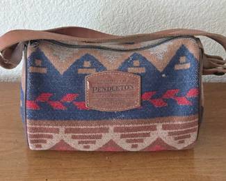 Lot #227 - Pendleton Woolen Mills Native Pattern Wool Crossbody Bag with Leather Strap
