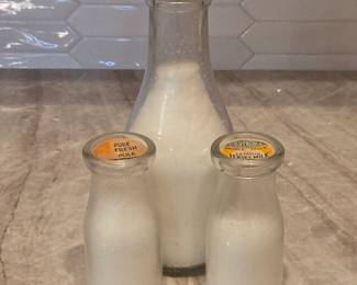 Vintage Glass Milk Bottles with Original C.D. Venable Jersey Milk Caps Salem Oregon