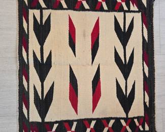 Lot #215 - Vintage Native American Navajo Handwoven Wool Rug with Geometric Pattern
