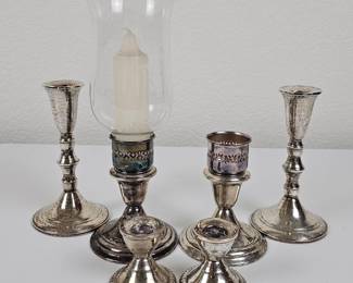 Vintage Collection of Sterling Silver Weighted Candle Holders - Included Duchin & Gorham