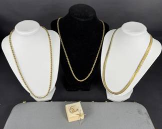 14K Gold Filled Rope Herringbone Chains, 14K Ring, Crucifix Pendant Jewelry Set