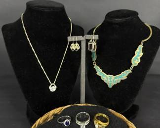 Sterling Silver 925 Jewelry Collection w Turquoise, Onyx, CZ Avon Ring