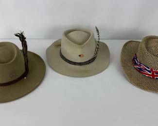 Vintage Outback Felt Straw Hat Collection Including Stetson