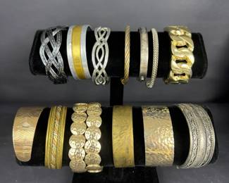 Costume Bangle Bracelet Collection Gold Silver Tone Cuffs Statement Jewelry
