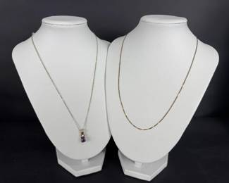 Avon Sterling Silver Amethyst Pendant Necklace Gold Tone 925 Adjustable Chain