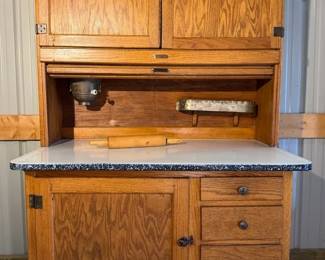 001 Antique Sellers Hoosier Cabinet with Enamel Work Surface