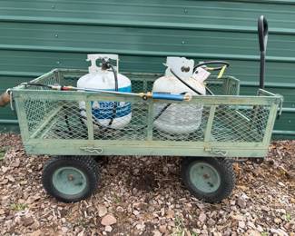 Garden Wagon with Propane Tanks Weed Torch Burner Kit