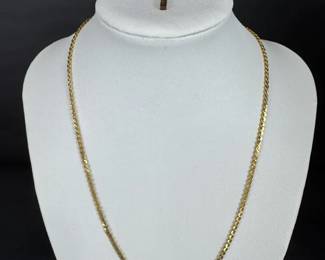 12K Marked Cross Pendant 12 12K Chain Necklace, 6.23g Total Weight