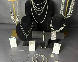 Mixed Fashion Jewelry Rhinestone, Hoop Blue Stone Necklaces, Earrings