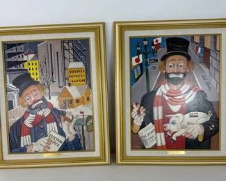 Pair of Framed Red Skelton Limited Edition Clown Prints w COAs