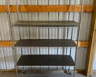Chrome Wire Storage Shelving Unit on Casters