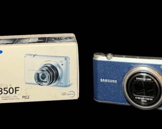 Samsung Smart Camera WB350F 16.3MP Digital Camera Blue Leatherette Boxed Bundle