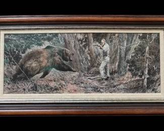 Worlds Biggest Grizzly Vintage 1967 Outdoor Life Centerfold Illustration by Herb Mott