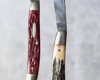Rare Vintage Robeson ShurEdge Pocket Knife Pair Large Trapper Stockman