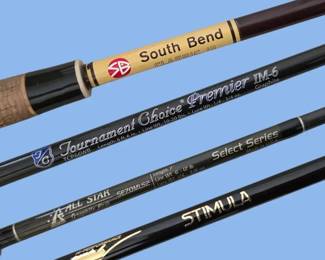 Fishing Rod Lot Vintage South Bend, AllStar Graphite, Tournament Choice, Shimano Stimula