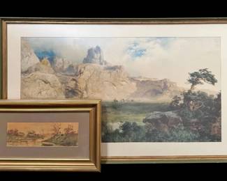 Two Early 20th Century Framed Landscape Prints Thomas Moran Orphelia Eggert