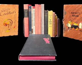 Vintage Mixology Home Brewing Book Lot w Ornate Bookends