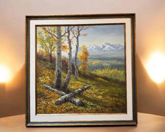 MCM Impressionist Aspen Mountain Landscape Framed Original