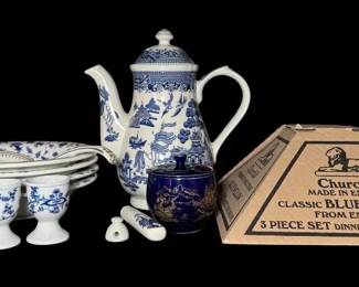Premier Blue Willow Royal Wessex Collectibles English Transferware Estate Lot