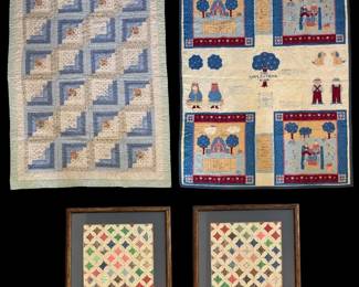 Vintage Handcrafted Quilt Collection Lap Quilts Framed Cathedral Window Art