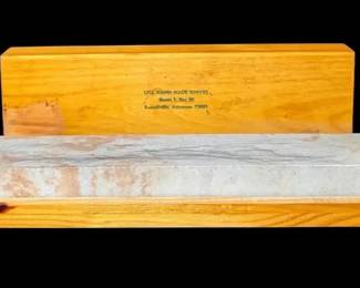Rare Vintage Jimmy Lile Handmade Knives Large Arkansas Bench Stone with Branded Wood Box