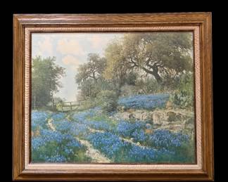 Vintage Porfirio Salinas Blue Bonnet Trail Framed Art Print