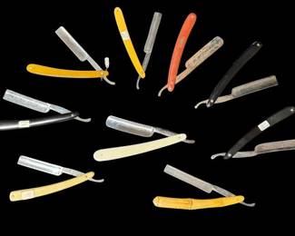 9pc Vintage Straight Razor Collection Joseph Rodgers, ERN, Shumate Rare German Imports