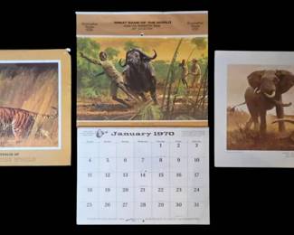 Vintage 1970 Remington Peters Calendar Complete Bob Kuhn Lithograph Portfolio