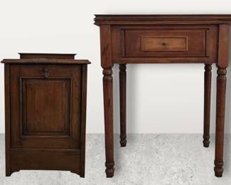 Repurposed Sewing Machine Cabinet Antique Wood Coal Scuttle Set
