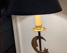 Crescent Moon & Stars Candlestick Lamp - Vintage, Whimsical