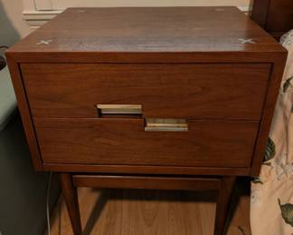 Night Stand, Merton Gershun, HIGHLY COLLECTIBLE, MCM 1960's, Brass X-Inlays