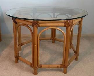 Bamboo Side Table w/Tempered Glass Top
