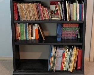 Vintage Wooden Bookcase, 3-Shelf. 35"W x 11"D x 40"H