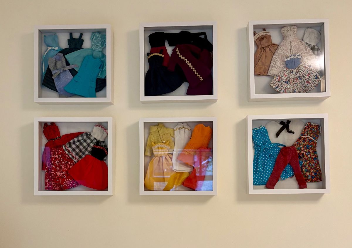 Vintage Barbie Clothes in Shadow boxes