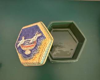 Hexagonal Mosaic Trinket Box with Doves second image