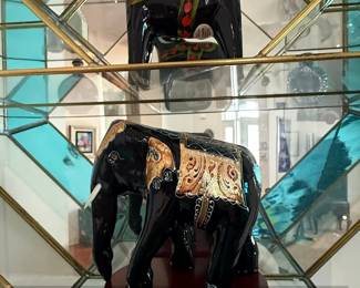 Octagonal Mirrored Display Cabinet with Blue Tinted Glass third image