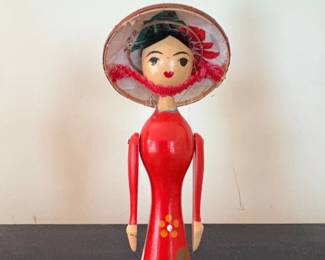 Vintage Wooden Vietnamese Ao Dai Doll