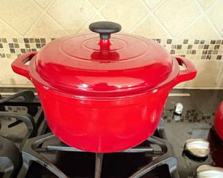 Red Enameled Cast Iron Dutch Oven