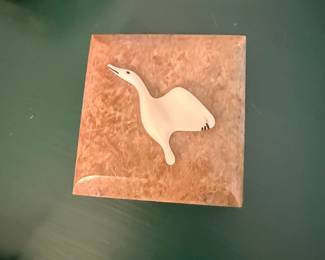 Marble Trinket Box with Bird Inlay