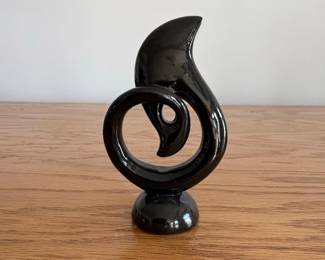 Black Ceramic Flame Abstract Sculpture
