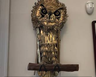 MidCentury Modern Metal Owl Sculpture Attributed to Sergio Bustamante