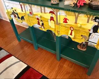 Peter Hunt Style HandPainted Folk Art Console Table