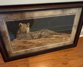 Jean Abrie Resting Leopard Oil on Canvas Framed Art