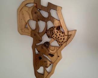 African Big Five Wood Carving Wall Plaque