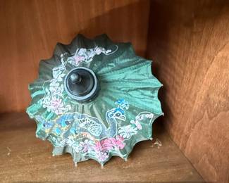 Vintage Decorative Paper Parasol with Peacock and Floral Motif