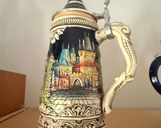 Prague Castle Scene German Beer Stein