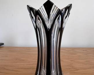 Art Deco Black Crystal Vase