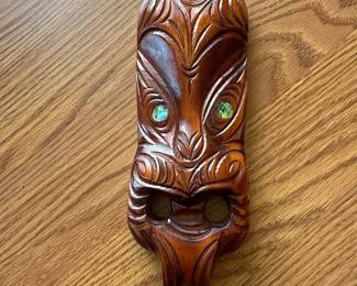 Maori Koru Mask with Paua Shell Eyes