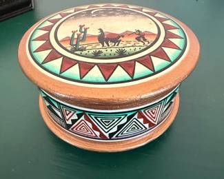 Terracotta Trinket Box with Andean Scene second image