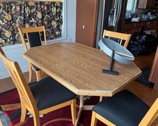 Oak Veneer Dining Set with Four Chairs